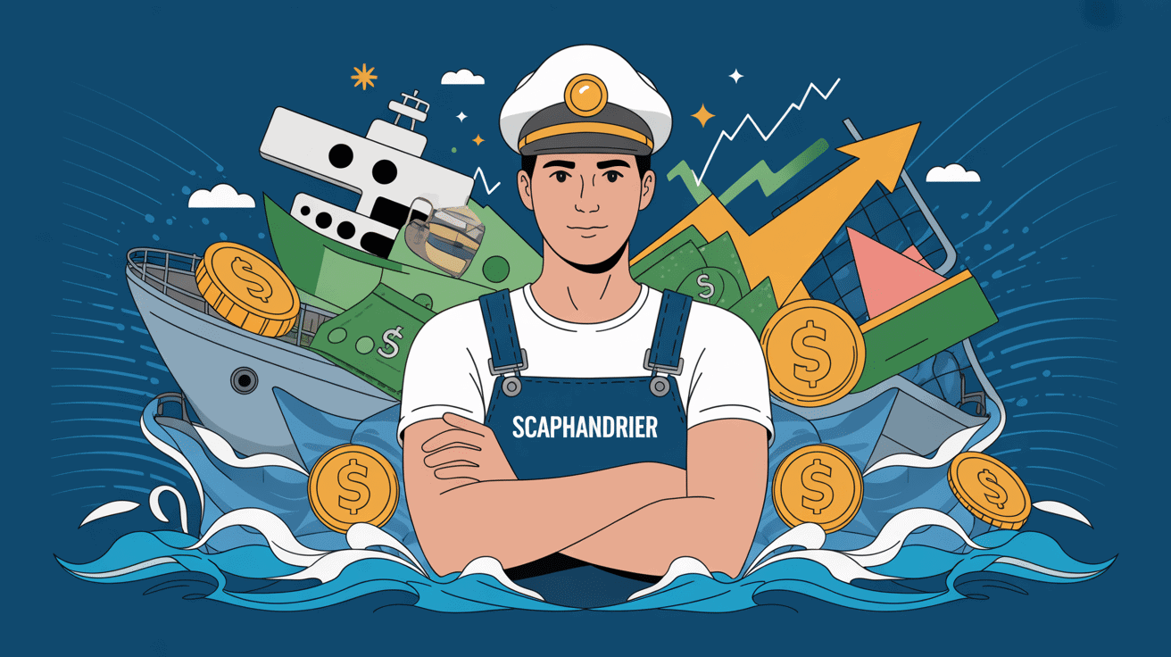 illustration salaire scaphandrier avec éléments financiers