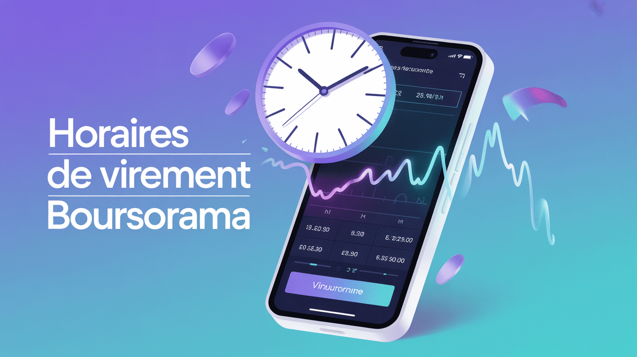 Heure réception virement Boursorama forum, horloge et smartphone, ambiance moderne