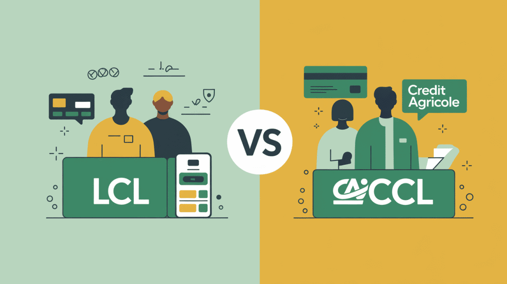 Comparatif LCL et Crédit Agricole en illustration moderne