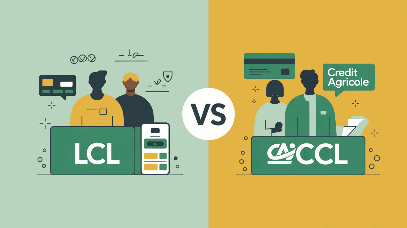 Comparatif LCL et Crédit Agricole en illustration moderne