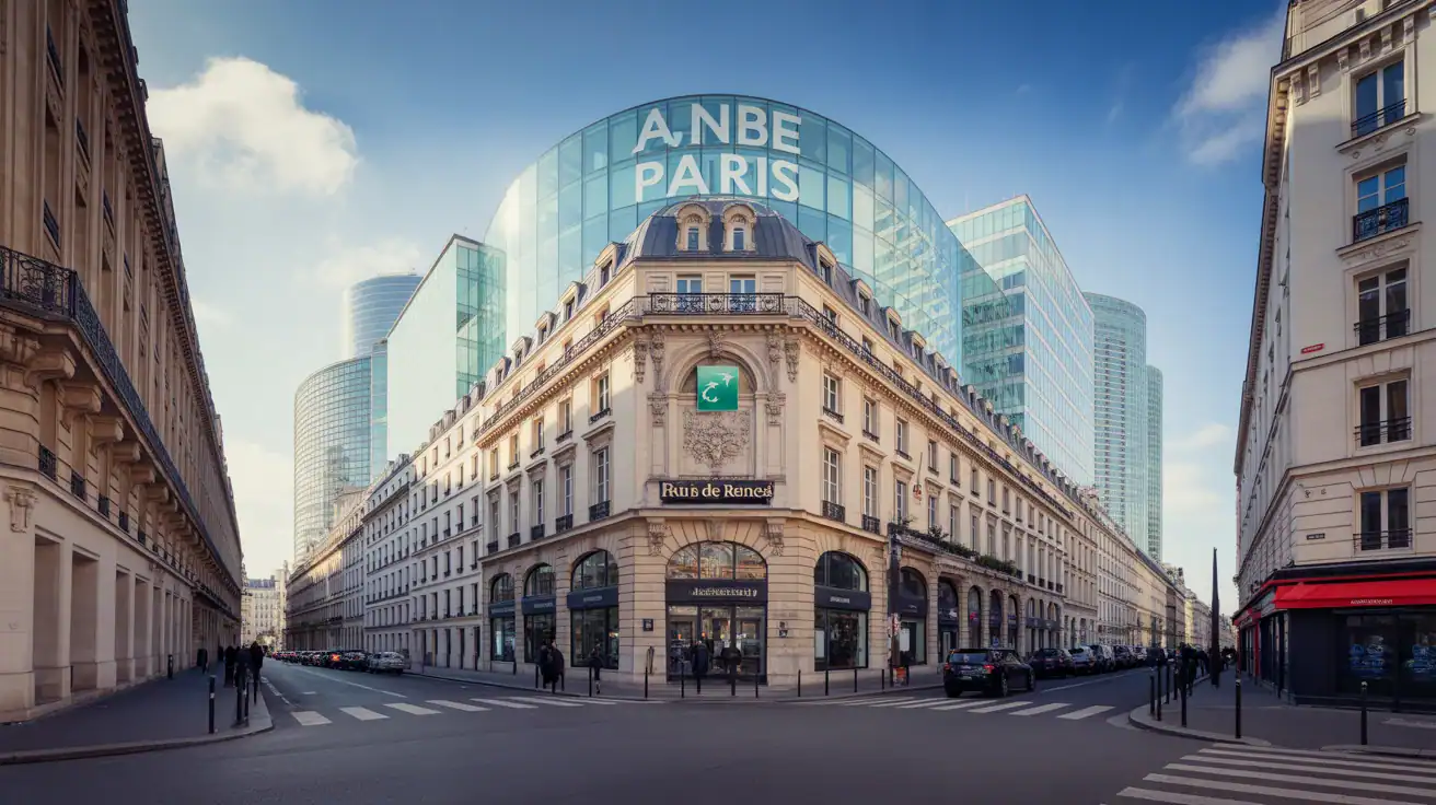 Illustration agence BNP Paribas Paris Rue de Rennes moderne et urbaine