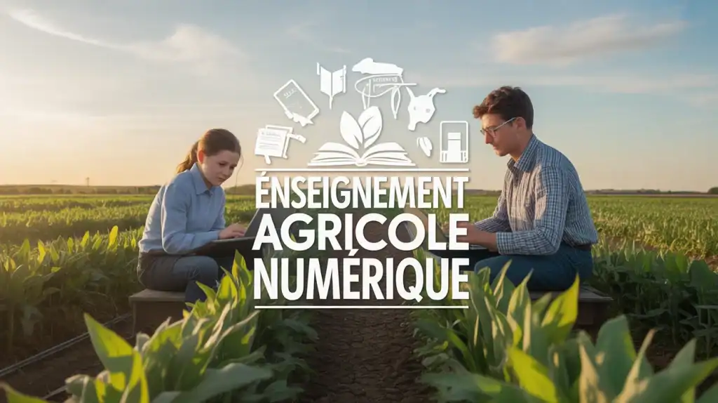 illustration vectorielle enseignement agricole numérique avec élèves et technologie