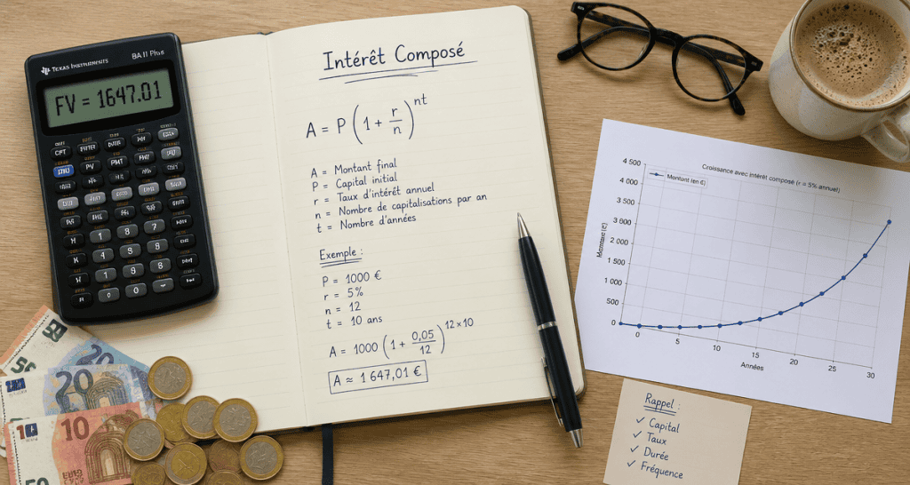 calcul intérêt composé carnet graphique euros