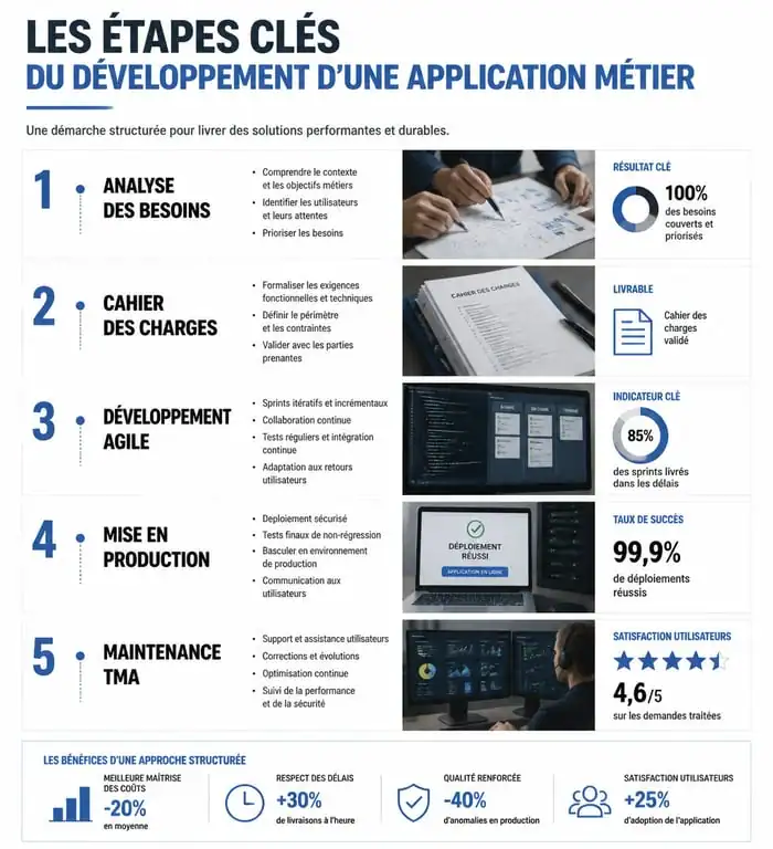 Étapes clés du développement d'une application métier pour les entreprises