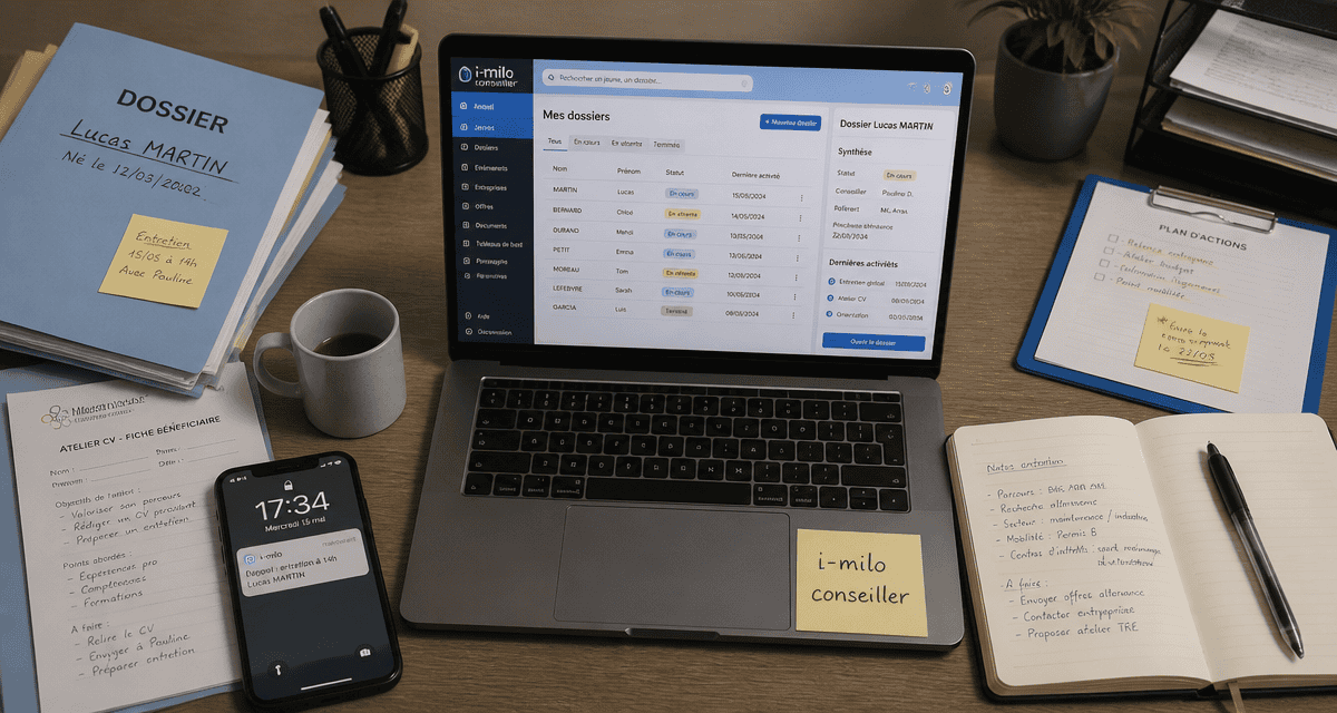 bureau avec interface imilo conseiller affichée