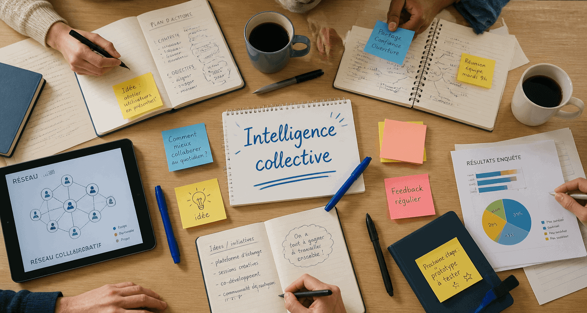 Intelligence collective def : équipe collaborant autour d'une table