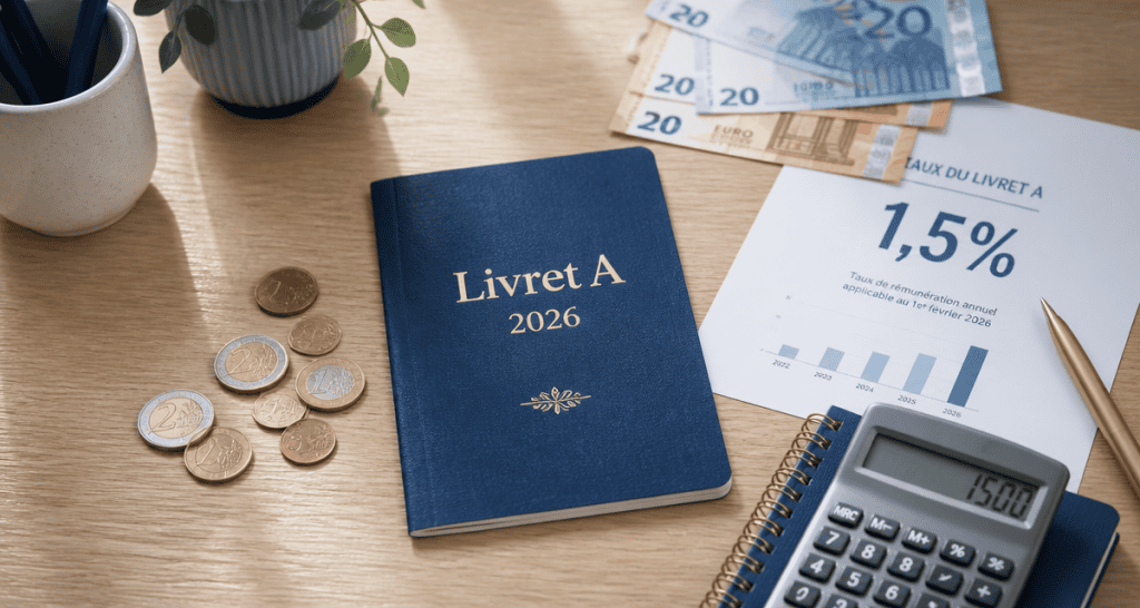 Rendement livret A février 2026, livret bleu, taux 1,5% et euros