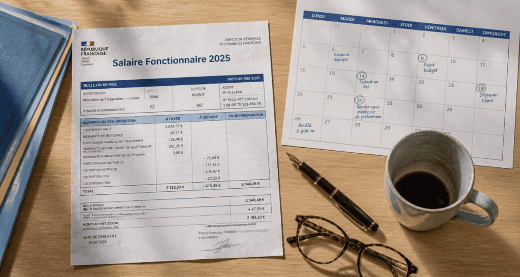 salaire fonctionnaire 2025 bulletin calendrier bureau