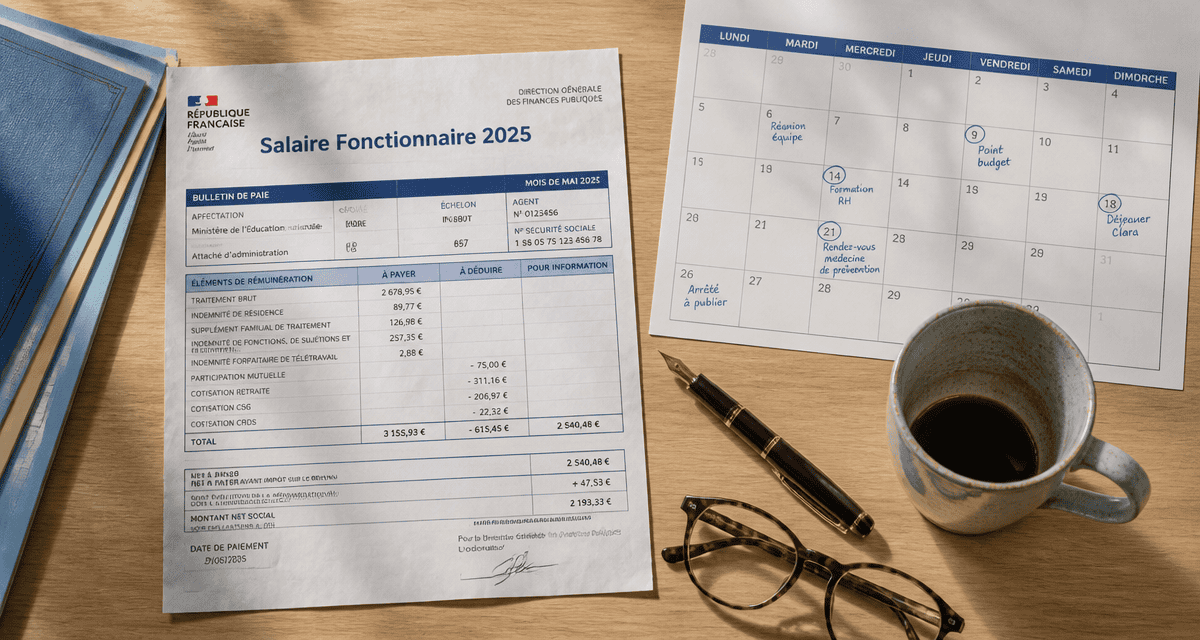 salaire fonctionnaire 2025 bulletin calendrier bureau