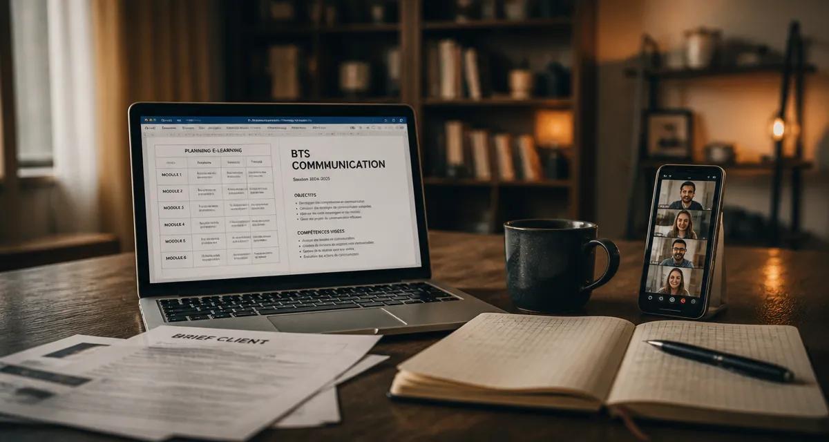 BTS communication à distance : planning e-learning sur ordinateur portable