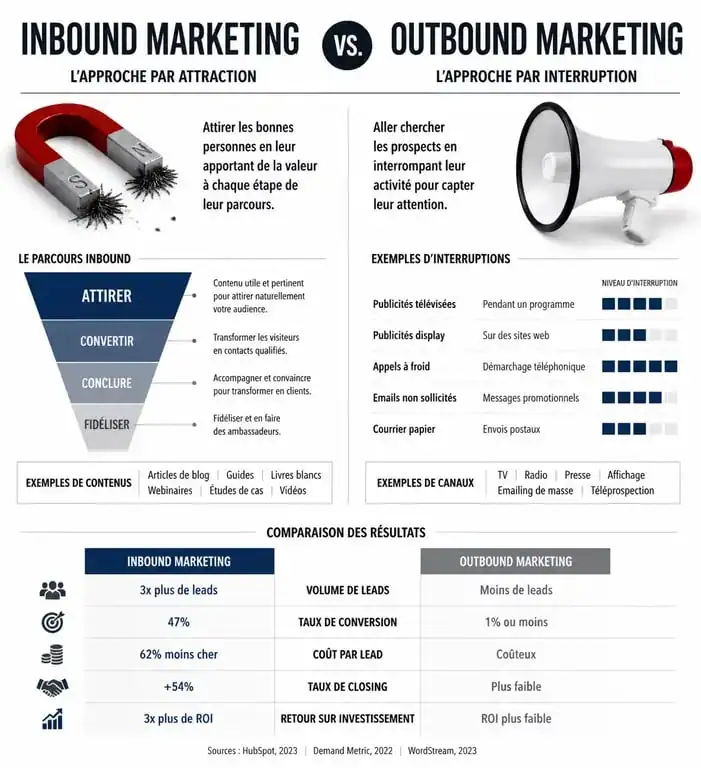 Infographie comparative : Inbound Marketing vs Outbound Marketing