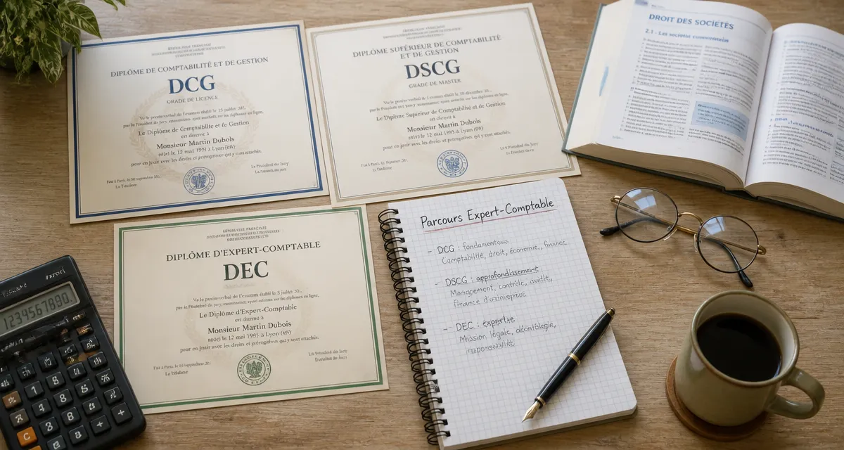 études pour expert comptable diplômes sur bureau