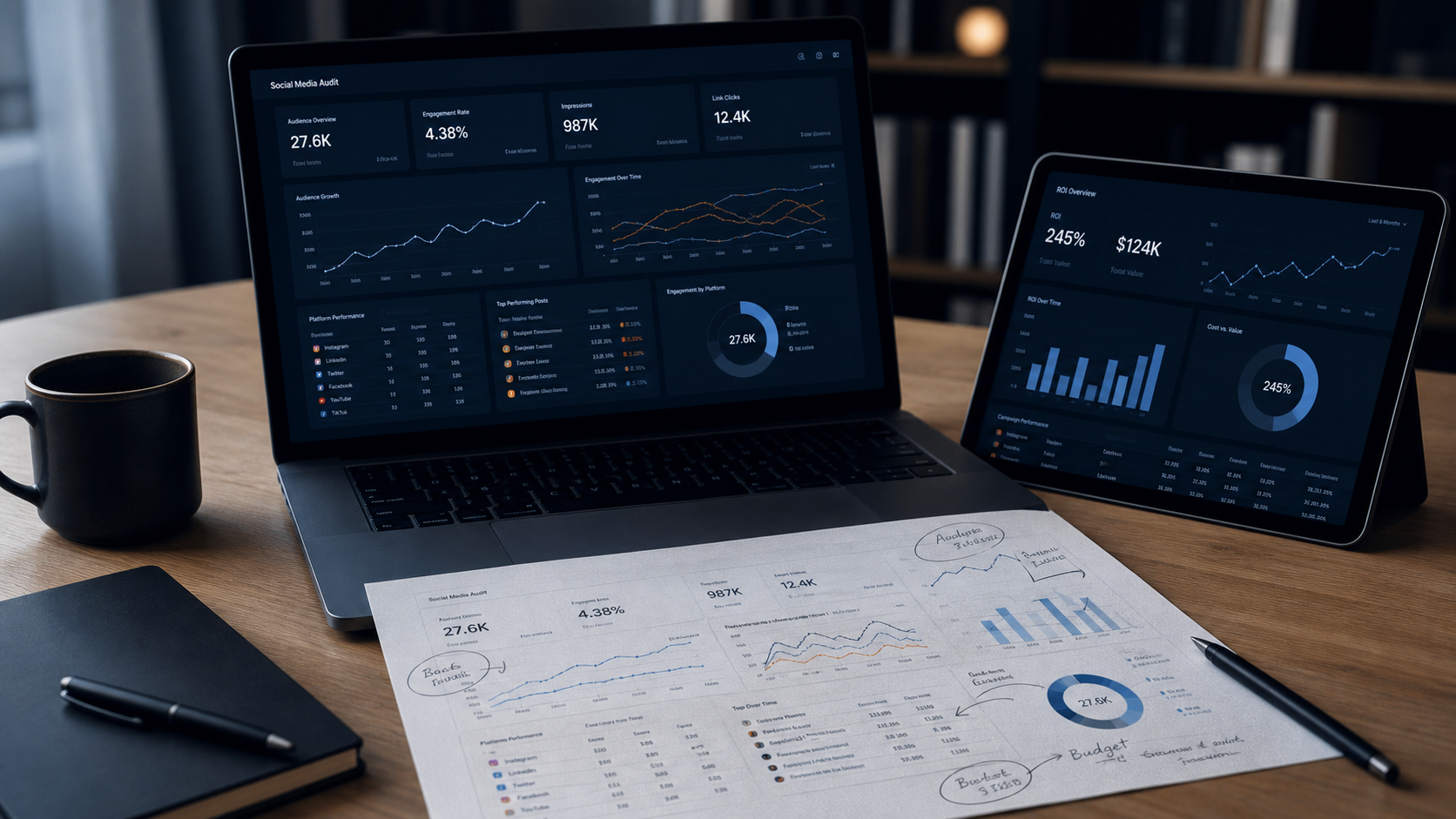 Formation social media manager : table audit social media et dashboards KPI