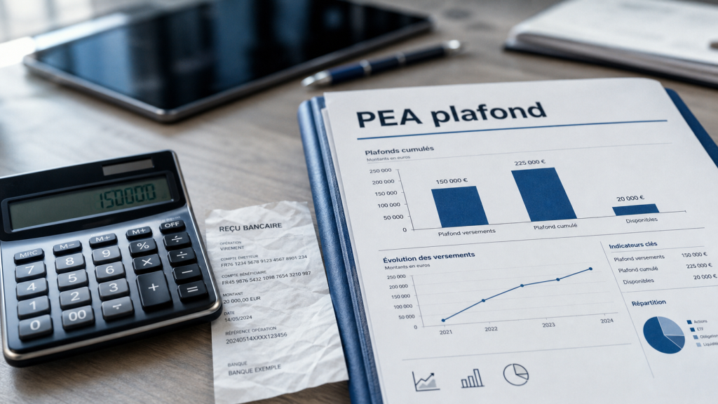 PEA plafond versement : 150 000 € en vue avec calculatrice et graphique