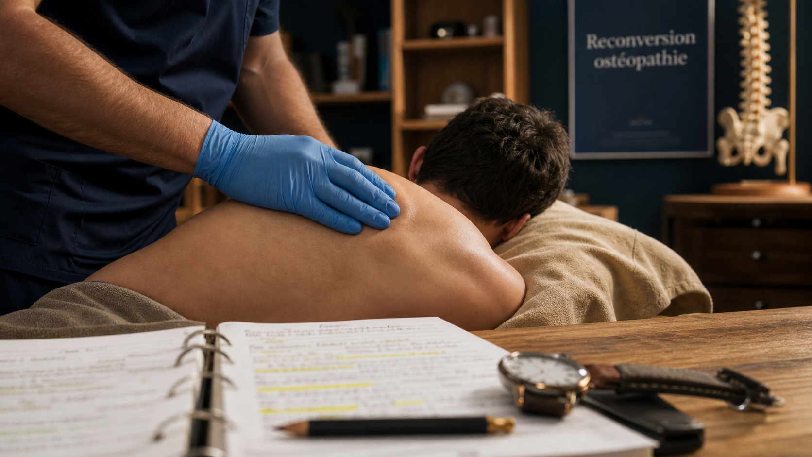 Reconversion osteopathe : cabinet et examen patient
