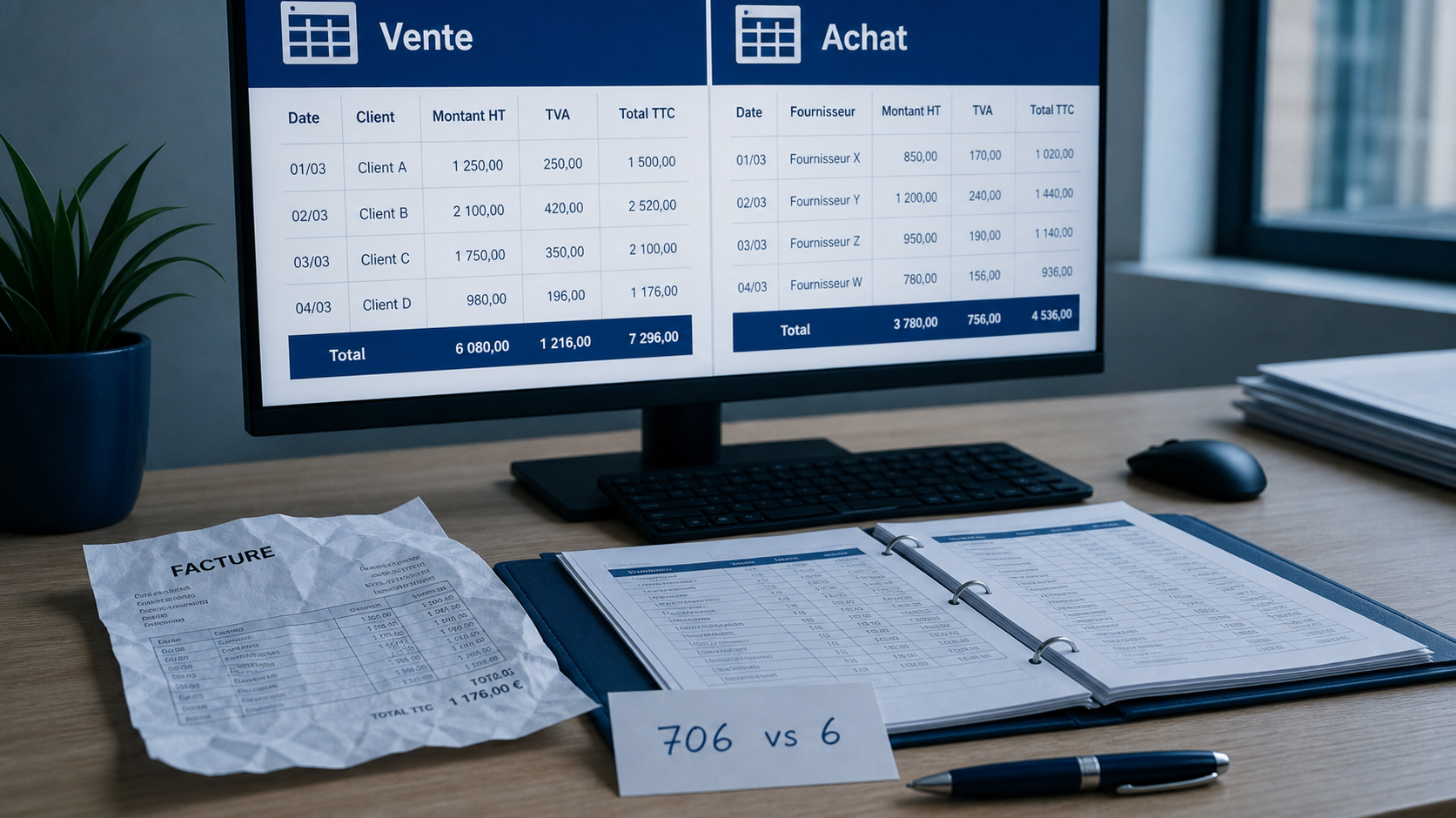 Compte comptable prestation de service : 706 vs 6 (vente et achat)