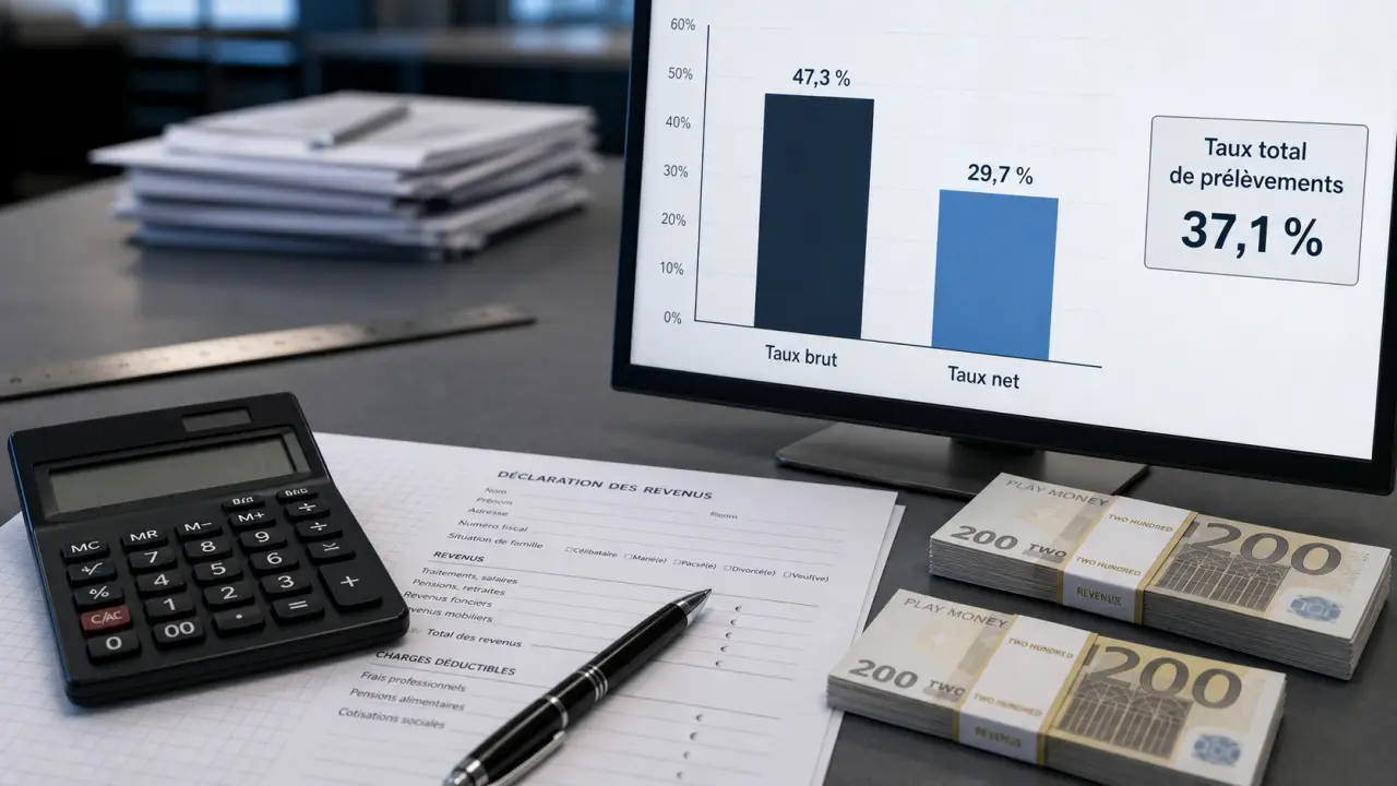 Convertir taux brut en net épargne : taux brut et taux net affichés