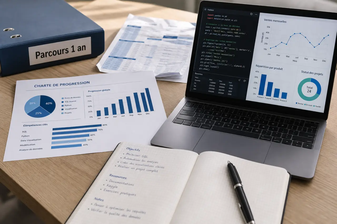 Reconversion data analyst : tableau de bord SQL/Python et parcours de formation 1 an