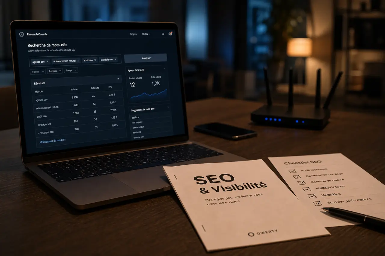 Referencement naturel seo en bureau : mots-clés et console de recherche