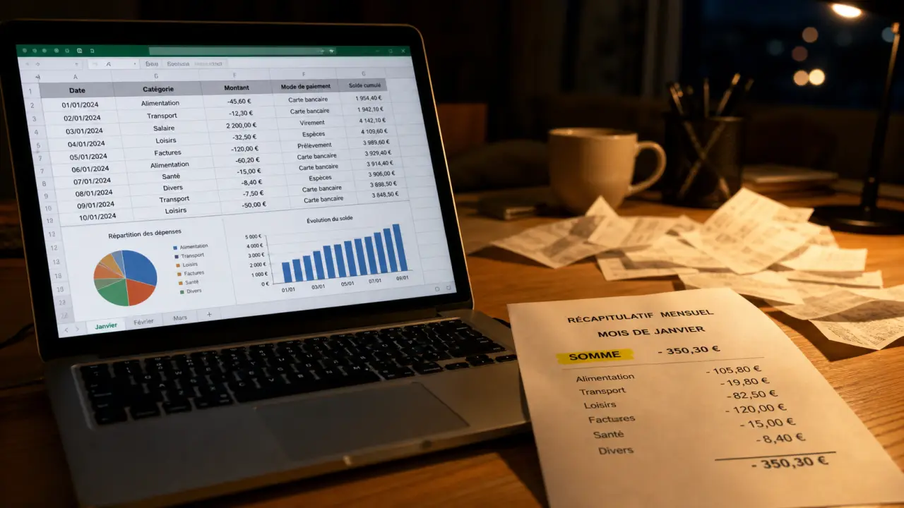 Tableau comptable excel gratuit : contrôle solde, dépenses et formules
