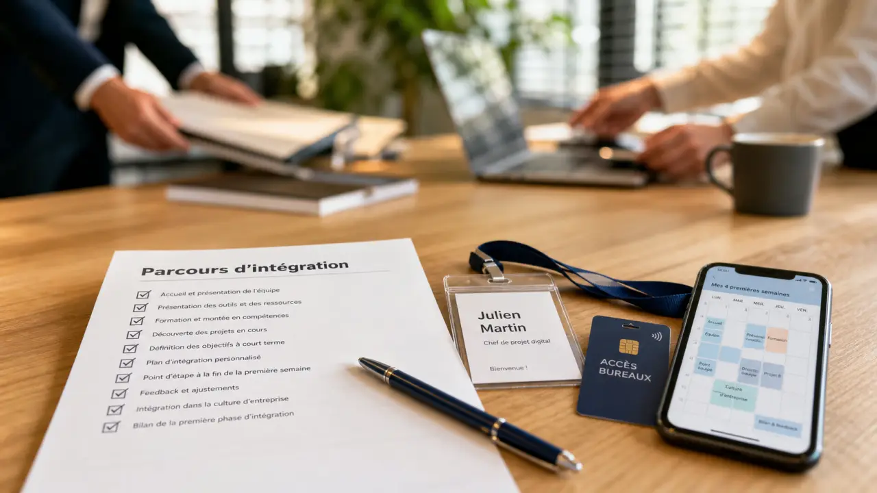 Intégration entreprise : checklist onboarding pour nouveau salarié, badge et planning