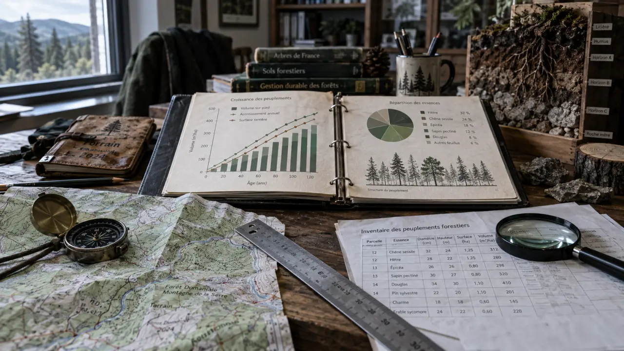 Investir dans la foret : carte IGN et graphique de croissance forestière