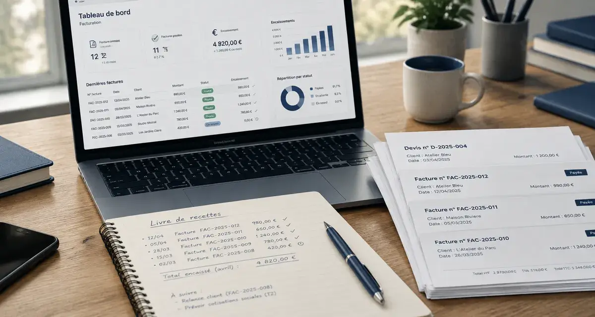 Logiciel comptabilité auto entrepreneur gratuit : dashboard facturation